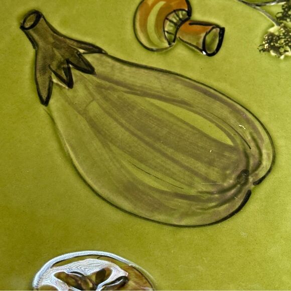 Vintage 1971 Los Angeles Potteries #514 Large 14.5” Pasta Bowl Raised Vegetables - Picture 12 of 14